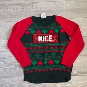 Girls Naughty/Nice Holiday Sweater size L (10-12)